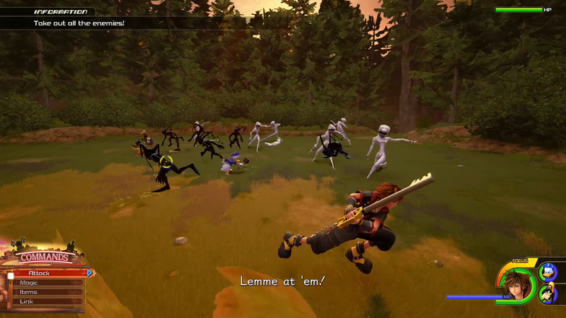 Soft lock is a yellow reticule. Hard lock is blue. Here I’m facing a big group of enemies, so I’m staying soft locked. Over time you’ll realize soft lock is the champion. You can’t turn soft lock off, so just consider it an indicator of what you’ll hit when you attack.